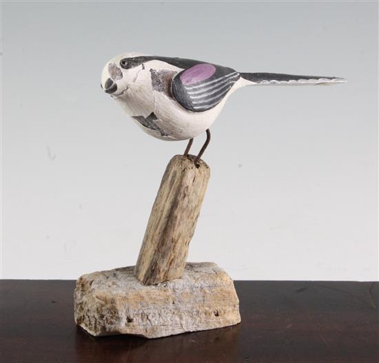 § Guy Taplin (1939-) Long Tailed Tit perched on a stump, height 7in.